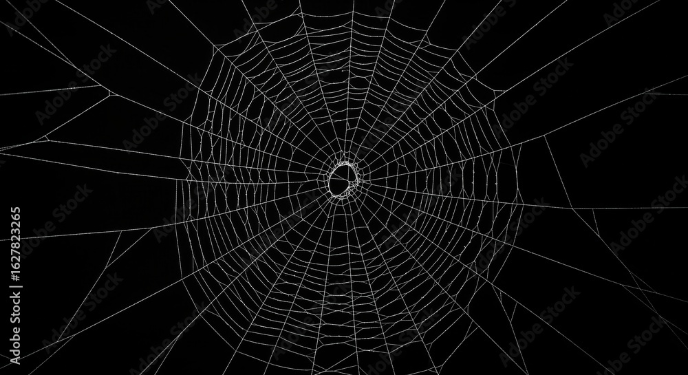 Fototapeta premium Spider Web Against Black Background