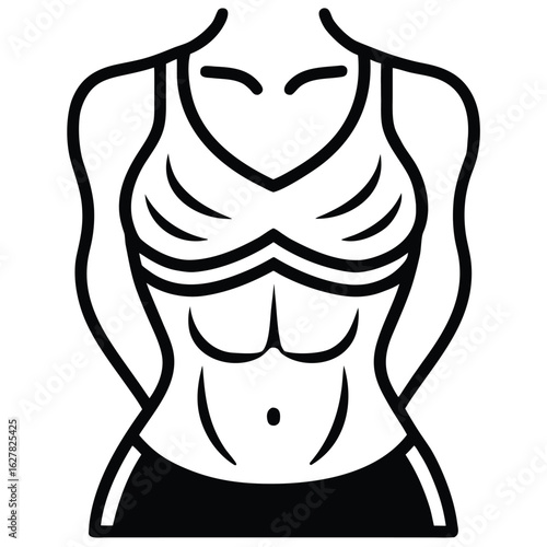Athletic female torso with defined abdominal muscles six pack