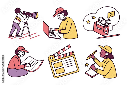 People engaged in diverse creative and intellectual activities