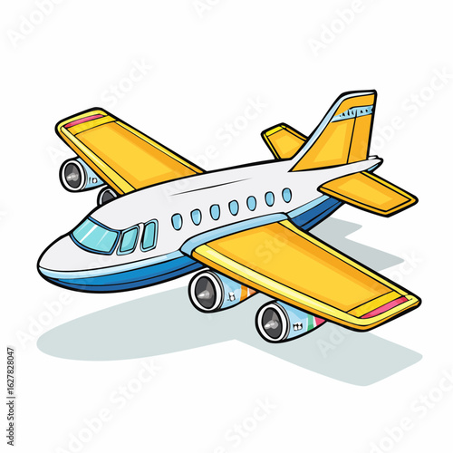 Illustration of a commercial airplane ready for takeoff, embodying transportation themes and travel concepts