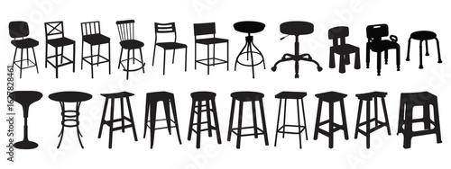 Collection of Silhouetted Bar Stools and Chairs