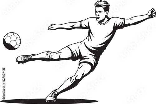 Male Soccer Player Kicking a Ball Silhouette football