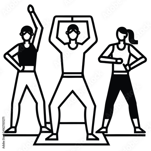 People exercising together in a fitness class group fitness exercise