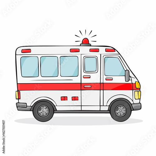 Cartoon Ambulance Illustration: A cheerful depiction of emergency medical vehicle