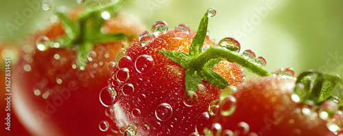 Wallpaper Mural Fresh tomatoes glistening with bubbles in a close-up shot showcasing their vibrant color and texture Torontodigital.ca
