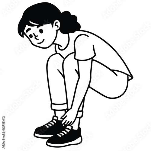 Person tying shoelaces on black sneakers vector