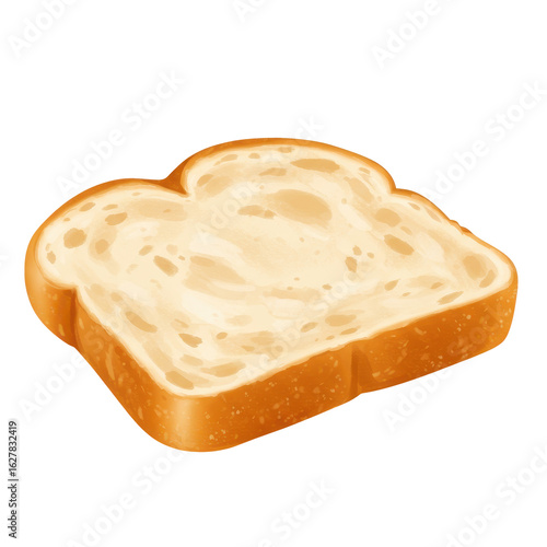 Slice of freshly baked bread on a transparent background, ideal for culinary illustrations