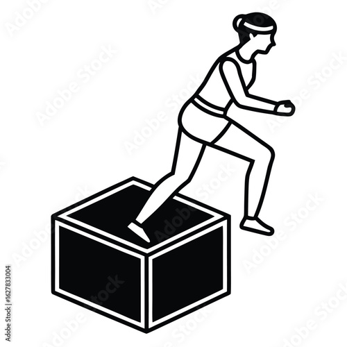 Woman performing box jump exercise fitness workout