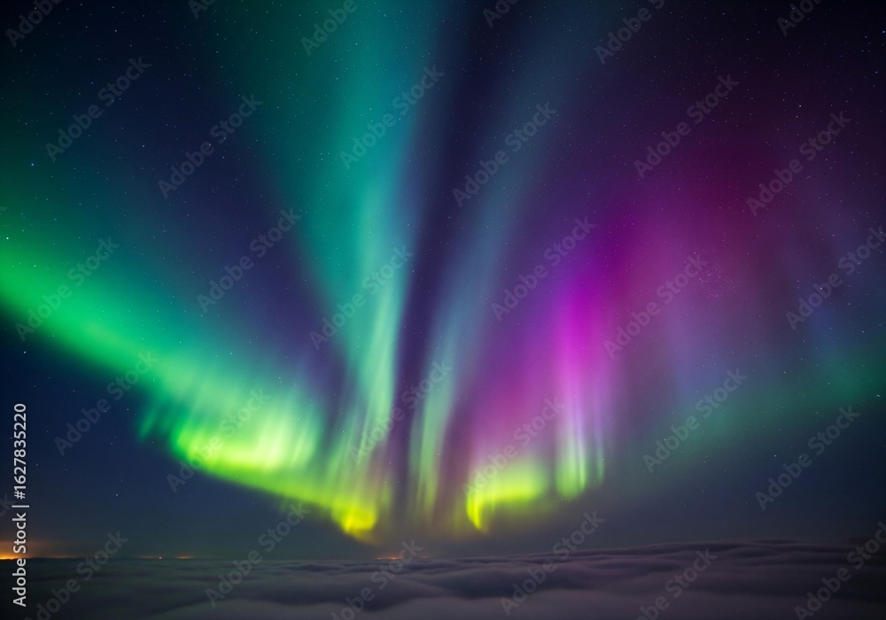 Obraz premium Stunning aurora borealis dancing across starlit sky