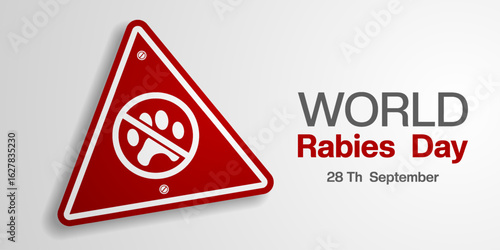 World Rabies Day. Sign. Suitable for posters, banners and social media. White background.