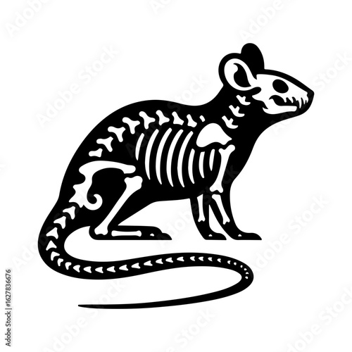 Halloween skeleton rat vector with white background.