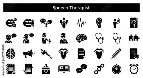 Speech Therapist Black Icons: Speech Therapy & Communication Skills