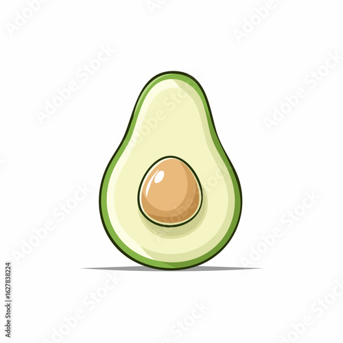 Illustration of a Healthy Avocado Slice with Seed on White Background for Food Design
