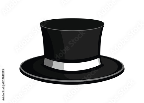Vintage top hat vector illustration, black elegant hat for gentleman and magician style
