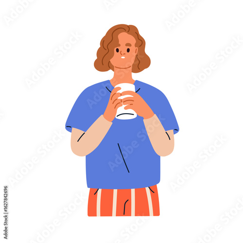 Shocked scared woman looking with fear emotion. Startled afraid female with anxious gaze, panic, alarmed frightened puzzled face expression. Flat vector illustration isolated on white background