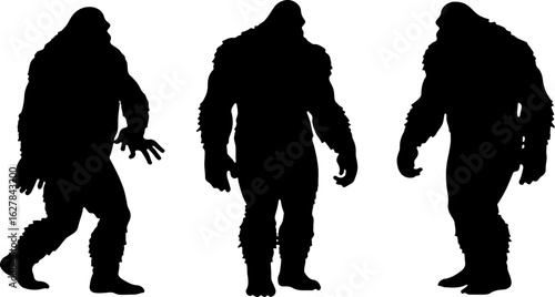 Bigfoot Silhouettes Vector Set" vector bundle