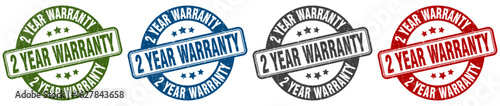 2 year warranty stamp. 2 year warranty round stamp set isolated on white background