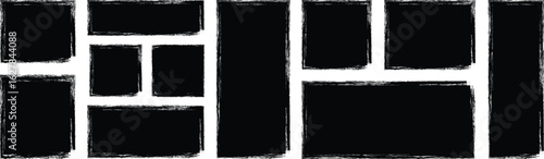 Set of grunge jagged rectangle shape. Vintage grunge boxes for collage, text, banner, sticker, poster design. black grunge rectangle. paint brush grunge border frame. Vector illustration, Eps 10