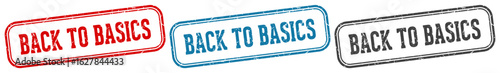 back to basics stamp. back to basics rectangular stamp set isolated on white background