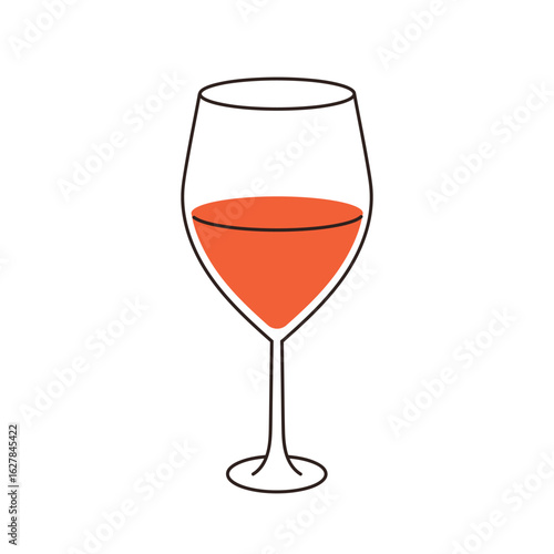 Wineglass filled with red wine. Glass stemware, alcohol drink. Alcoholic beve...
