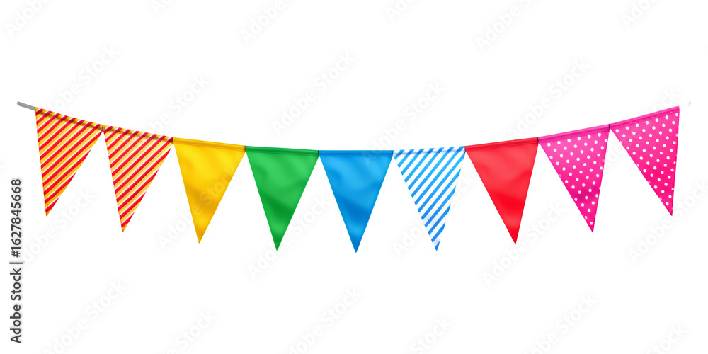 Obraz premium Colorful Pennant Flags with Transparent Background, Festive Design Element
