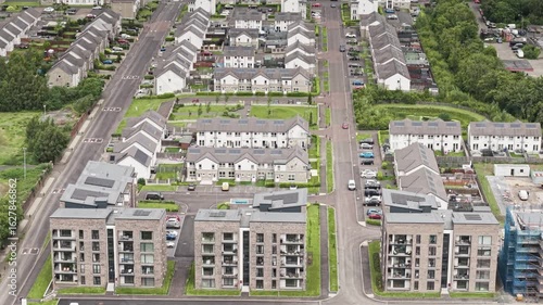 New housing development and apartment blocks in Dumbarton town, Scotland