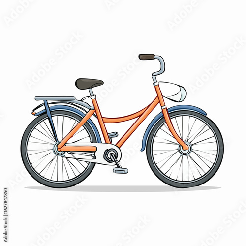 Illustration of a classic bicycle featuring an orange frame, suitable for transportation