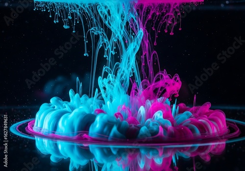 Colorful ink in water creates mesmerizing abstract patterns against a dark backdrop