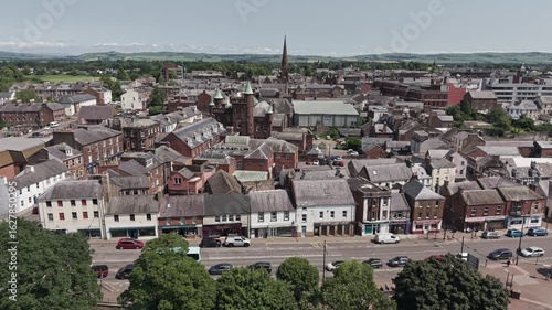 Aerial view of Dumfries city centre, Scotland