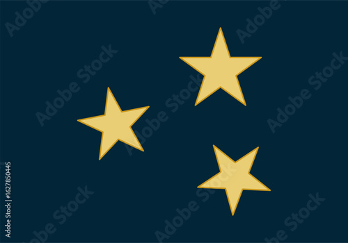 Tres estrellas amarillas en fondo azul oscuro