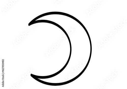 Icono negro de media luna con trazo de pincel