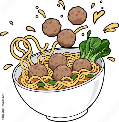 Animated Bakso: Indonesian Meatball Noodle Soup Illustration