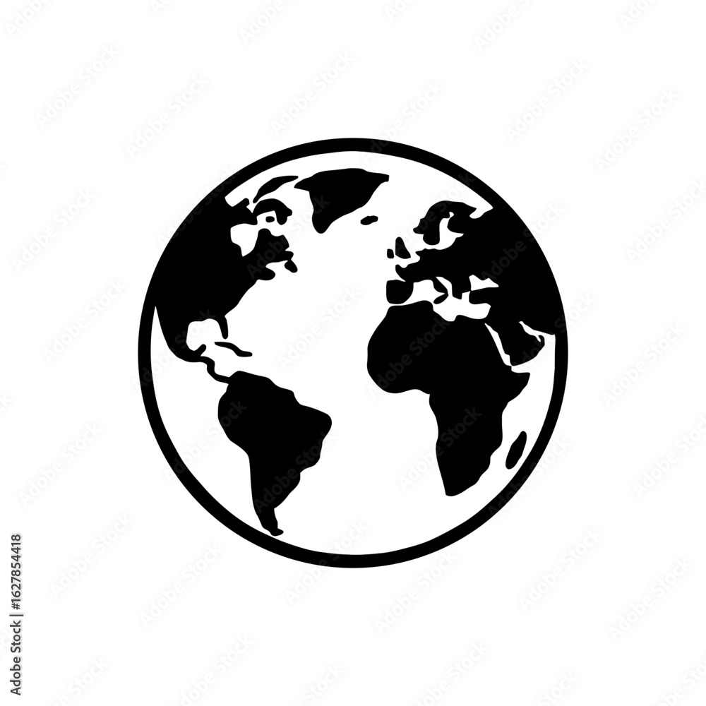 Obraz premium Simple black silhouette of planet earth globe
