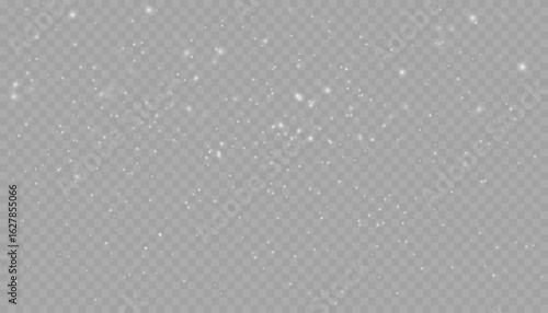 Realistic falling snow with snowflakes and clouds. Snowfall, snowflakes in different shapes and forms. Many white cold flake PNG elements