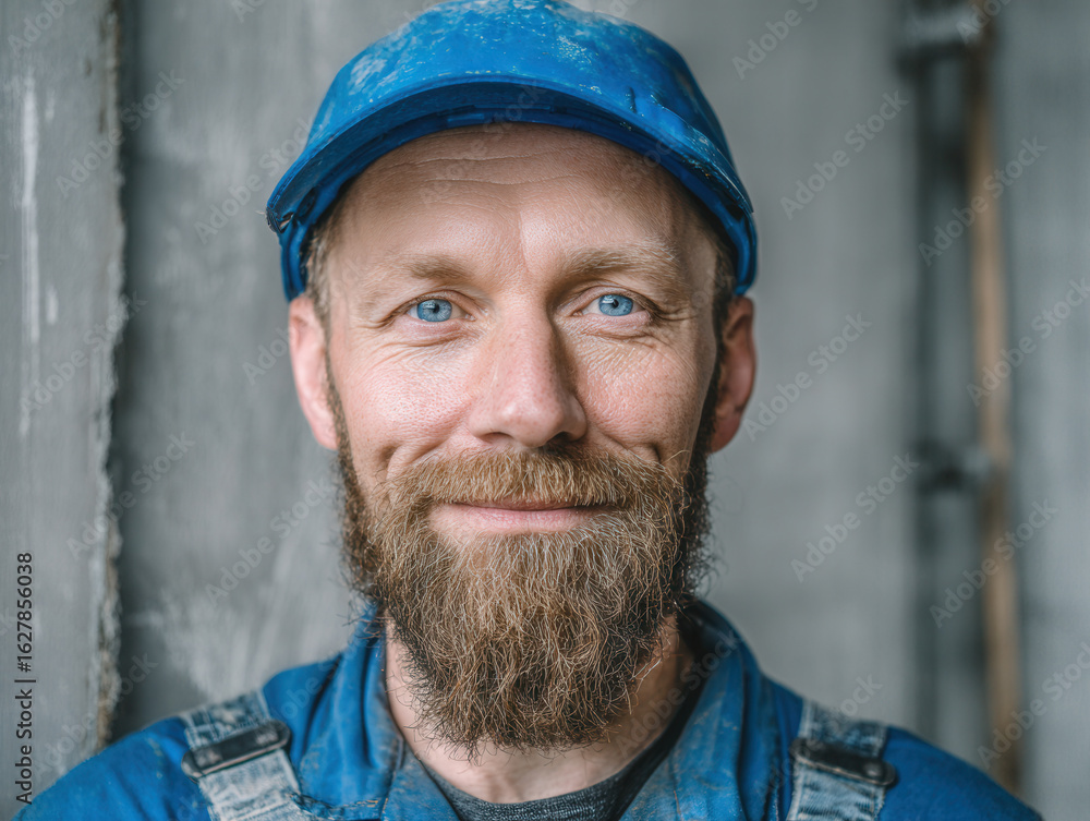 Fototapeta premium Industrial Worker Portrait in Industrial Environment with Focus on Personal Protective Equipment and Technical Composition