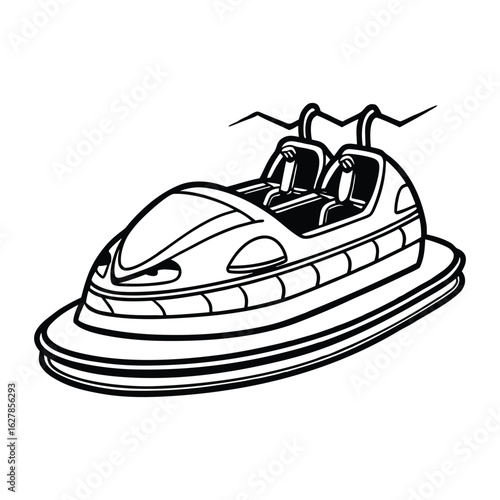 Silhouette of bumper track ride isolated on a white background