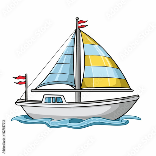 Cartoon sailboat illustration on the water, capturing the essence of a nautical adventure