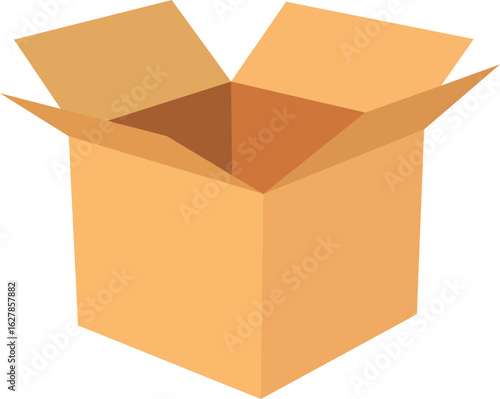 Open cardboard box ready for shipping or storage, great for e-commerce or moving house visuals