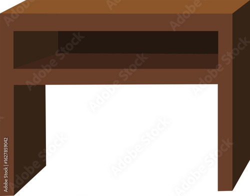 Stylish dark brown nightstand with open shelf for modern bedroom decor or furniture design mockup projects