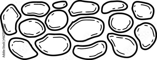 Hand drawn pebbles vector illustration. Natural river rocks outline