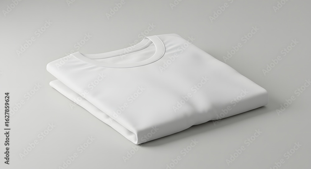 Neatly folded white t-shirt on a plain background, ready for design or branding. Neatly folded white t-shirt on a plain background, ready for design or branding.