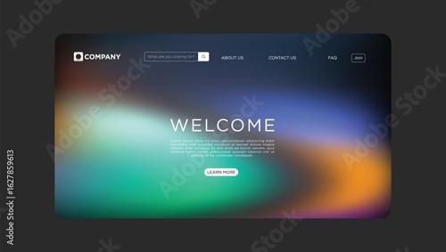 Modern website homepage design with vibrant gradient background welcomes visitors to explore more