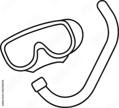 Snorkel outline vector illustration, line art	