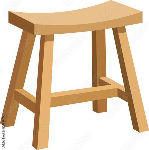 Rustic wooden stool providing sturdy seating for kitchen, workshop, or studio decor with simple design