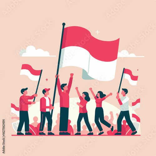 Indonesian Independence Day Vector Illustration - Celebration of 17 August with a Spirit of Nationalism