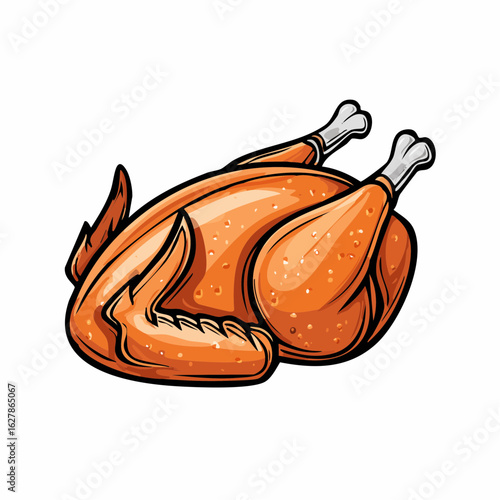 Illustration of a Delicious Roasted Chicken for Thanksgiving or Festive Occasions
