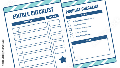 Two checklists one labeled edible checklist with notes and the other product checklist with items