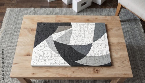 puzzle board on coffee table