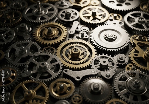 Wallpaper Mural Closeup of many interlocking metal gears and cogs Torontodigital.ca