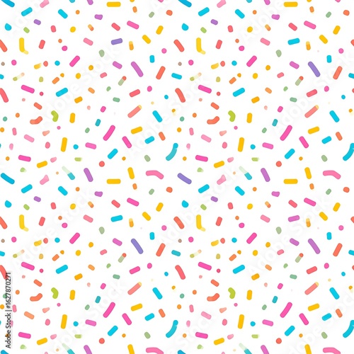 Colorful sprinkles pattern on white background
